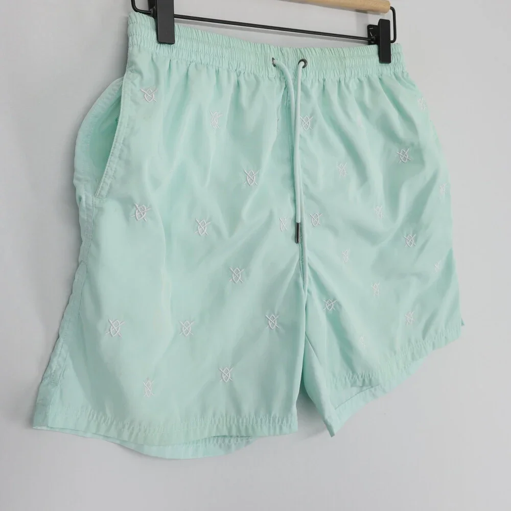 Daily Paper Reshield Swim Shorts Mens S Green Embroidered Drawstring Mesh
